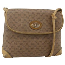 Gucci Bolso de Hombro Micro GG Supreme PVC Beige Dorado 007 49 5548 Auth 175279