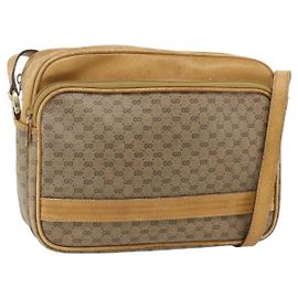 GUCCI Micro GG Supreme Schultertasche PVC Beige Gold 001 115 5443 Auth 175795