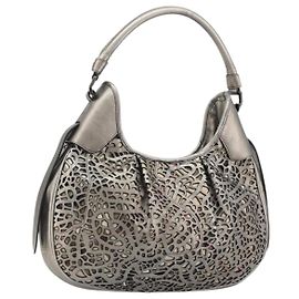 Bolsa de Ombro de Couro Lona Burberry Prata Autêntica ka3987A