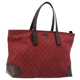 Borsa Tote GG Canvas Gucci Rossa Oro 308928 Auth 175823