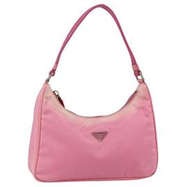 PRADA Borsa Pouch in Nylon Rosa Argento Auth 175327