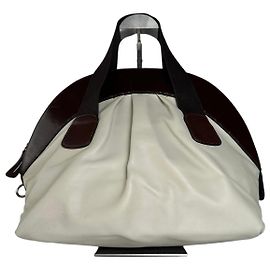 Borsa in pelle vintage Marni bianca e marrone