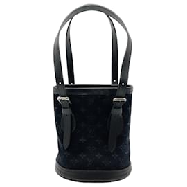 Borsa a secchiello mini logo in tela monogram nera Louis Vuitton