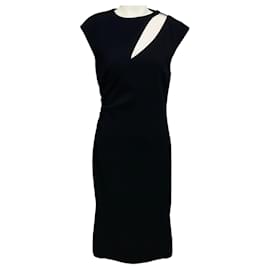 Schwarzes Midi-Kleid aus Wollcrepe mit Ausschnitten von Emilio Pucci