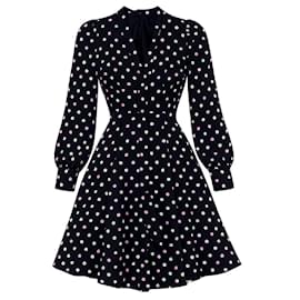 Marc Jacobs Polka Dot Silk Dress Black Multicolore