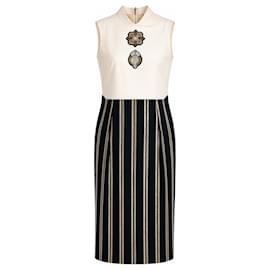 Abito midi senza maniche Dries Van Noten nero e crema