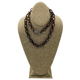 Autre Marque Collana a catena in resina tartaruga marrone Loree Rodkin con diamanti pavé