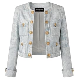 Chaqueta Balmain azul claro de algodón tie dye
