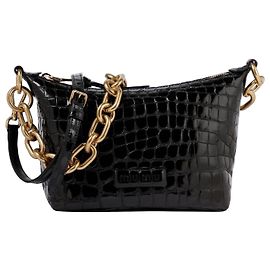 Miu Miu Spirit Croco Umhängetasche Schwarzes Leder
