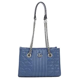 Bolsa tote de couro azul Gucci