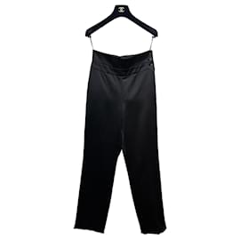 Pantalones de satén negro Chanel
