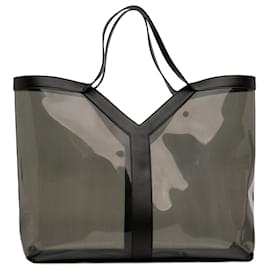 Borsa Y trasparente in PVC grigia maxi di Saint Laurent