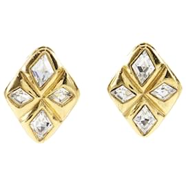 Orecchini a clip a forma di diamante placcati in oro Chanel