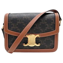 NUOVO BORSO A MANO CELINE TRIOMPHE TEEN 188882 CANVAS IN PELLE TAN - Céline