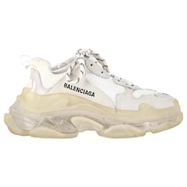 Baskets Balenciaga Triple S à semelle transparente en polyester blanc