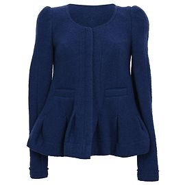  Carven Zip-Up Peplum Blazer in Navy Blue Viscose
