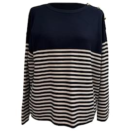 Gestreifter Pullover von Max Mara Studio aus marineblauer Viskose