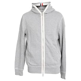 Moncler Zip-Hoodie aus grauer Baumwolle