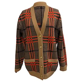 Gucci Love Parade Karierter Jacquard-Cardigan aus beigem Wolle