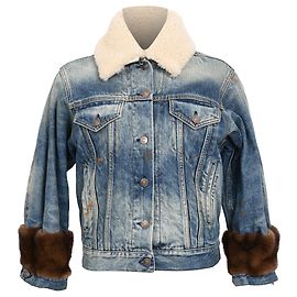 Gucci Jeansjacke mit Tigerprint und Scherenkragen aus blauer Baumwolle