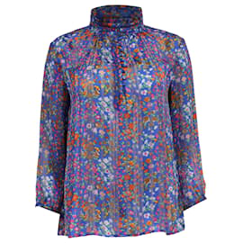 Ba&Sh Bluse mit floralem Druck und Stehkragen aus mehrfarbigem Polyester