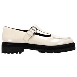 Reformation Mary Jane Flats in Pelle Bianca