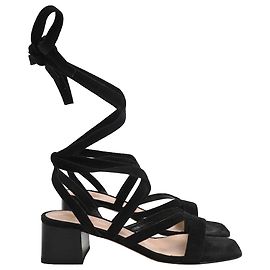 Janis Low Sandalen von Gianvito Rossi aus schwarzem Wildleder
