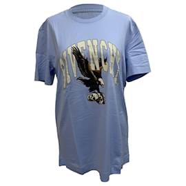 Camiseta de algodão azul com estampa de logo de águia Givenchy