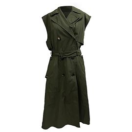 Abrigo trench sin mangas de doble botonadura Bottega Veneta en algodón oliva