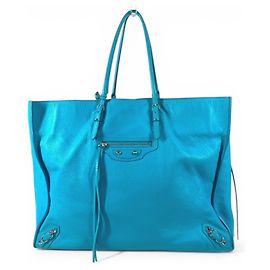 Borsa a spalla A4 The Paper in pelle blu di Louis Vuitton