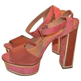 Sandali Schutz rosa e oro in pelle di cervo