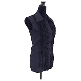 Blouse noire Moschino Cheap and Chic avec volants, vintage début des années 90 - Moschino Cheap And Chic