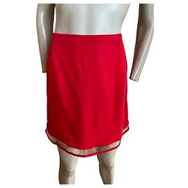 Gianni Versace ❤️✨ Falda Versus Versace roja intensa – detalle transparente de alta costura