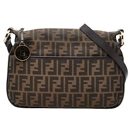 Bolso cruzado de lona y cuero marrón Zucca de Fendi