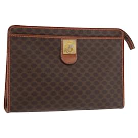 Céline CELINE Macadam Canvas Clutch Tasche aus PVC-Leder in Braun Gold Auth 176026