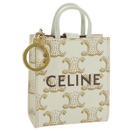 Céline Charm per borsa in tela Macadam Micro Vertical CELINE PVC Bianco Oro Auth 175660M