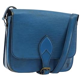 LOUIS VUITTON Borsa a Spalla Cartouchière MM Epi Blu M52245 LV Auth YKZ1257