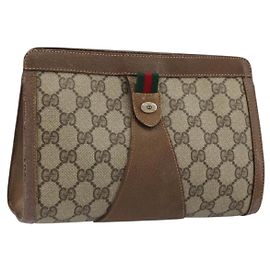 Borsa Sherry Line GG Supreme Web di GUCCI in PVC beige e oro 89 01 032 Auth yk20277