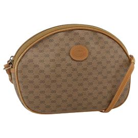 GUCCI Micro GG Supreme Schultertasche PVC Beige Gold Auth 175289
