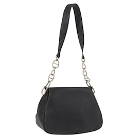Borsa a Spalla con Catena Prada in Pelle Nera e Oro Auth mr2300