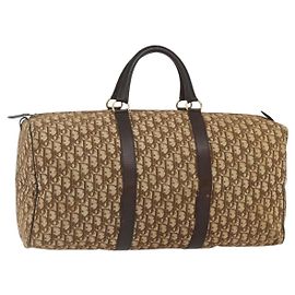 Borsa Boston in tela Trotter Christian Dior marrone oro Auth 175130