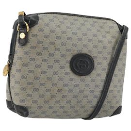 Gucci Micro GG Supreme Schultertasche PVC Navy Gold 007 58 0093 Auth 175353