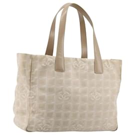 CHANEL Nuova linea da viaggio Borsa a mano in nylon beige oro CC Auth BA12132