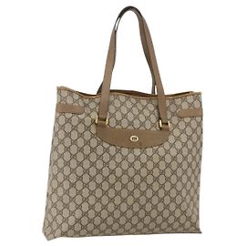 GUCCI GG Supreme Tote Bag PVC Beige Gold 39 02 061 Auth 175347