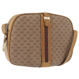 Gucci Borsa a spalla Micro GG Supreme in PVC Beige Oro Auth BA12144