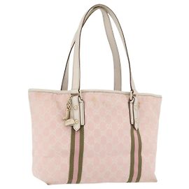 Borsa Tote Gucci GG Canvas Sherry Line Rosa Oro 137896 Auth 176563