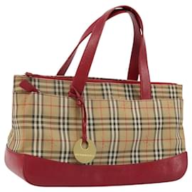 Borsa a mano in tela beige con motivo Nova Check Burberry oro Auth 176714