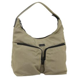GUCCI Schultertasche Nylon Beige 001 3380 1705 Auth ti3889