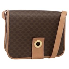 Sac à bandoulière circulaire en toile Macadam CELINE en cuir PVC marron doré Auth YKZ1561A - Céline