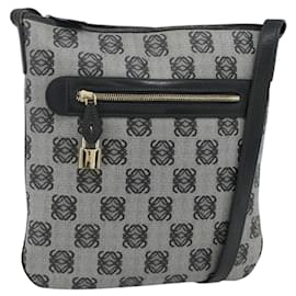 LOEWE Bolsa de Hombro Anagram de Cuero PVC Gris Dorado Auth yk20256